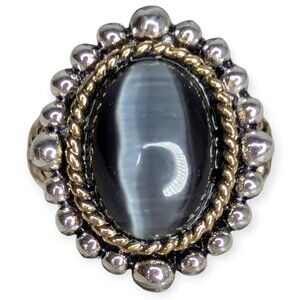 Roman Cocktail Ring w/ Black Iridescent Gem